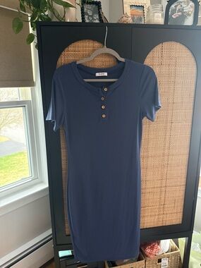 Everyday Navy Henley T-shirt Dress